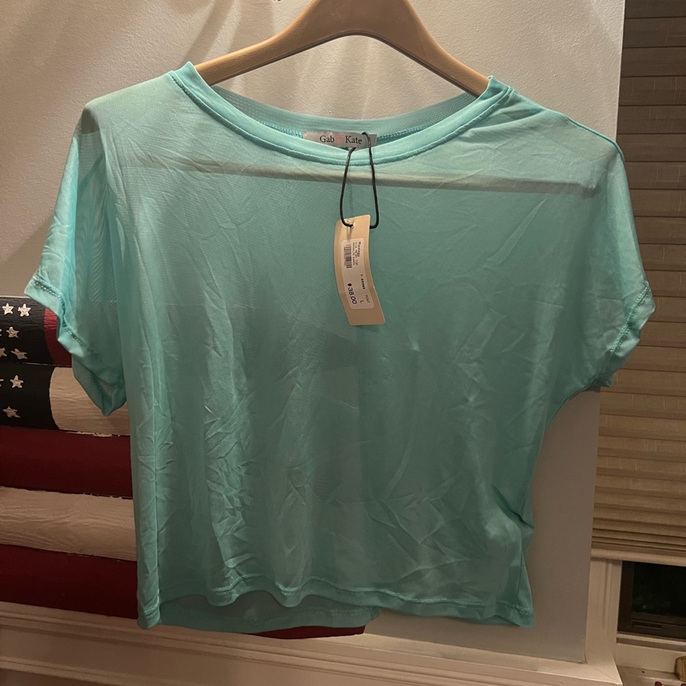 NWT Gab&Kate Teal Mesh T Shirt